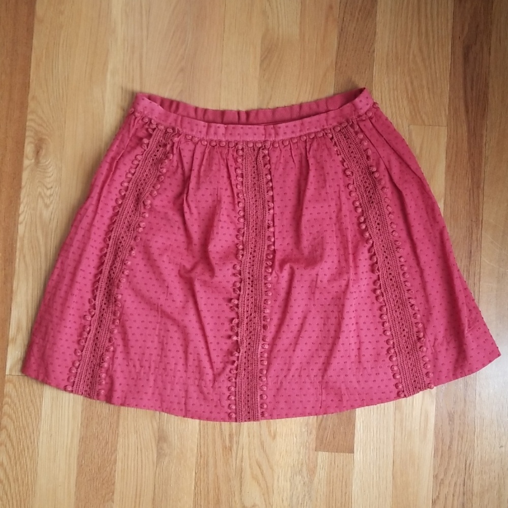LAST CHANCE! NWT J.Crew Red Swiss Dot Pom Pom Skirt, Size 2